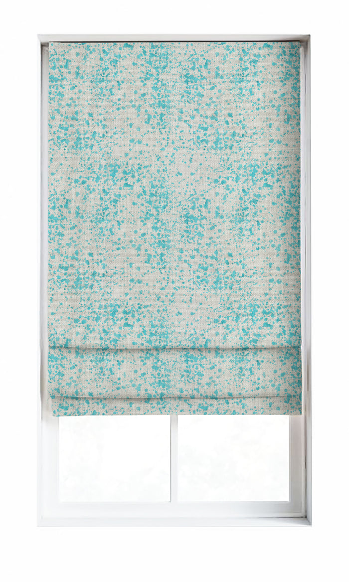 Abstract Print Drapes for Living, Bedroom, Kitchen, Bathroom (Eggshell White/ Blue)