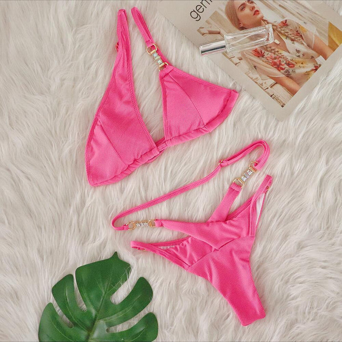 Crystal Diamond Embellished Bikini Set
