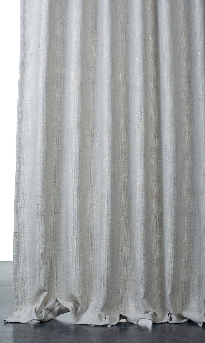Metallic Accents Linen Blend Window Treatments Fabric By the Metre (Gray-Blue)