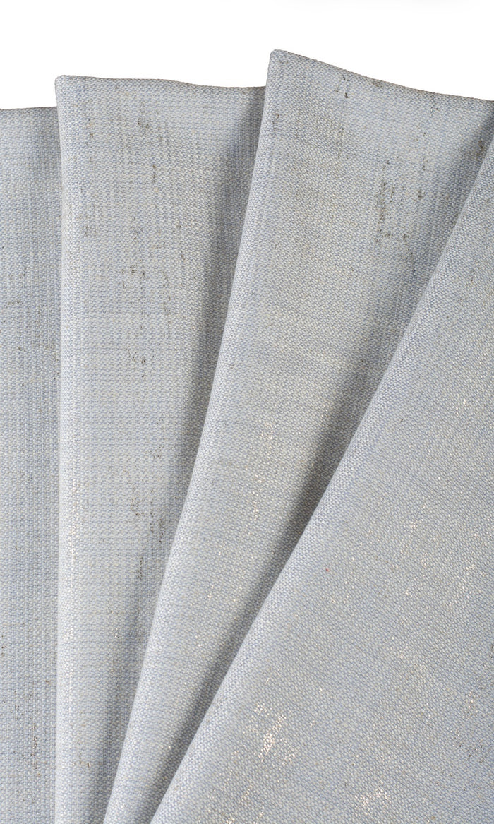 Metallic Accents Linen Blend Fabric Material By the Metre (Gray-Blue)