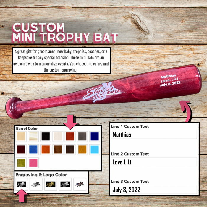 Custom Mini Trophy Wood Bat