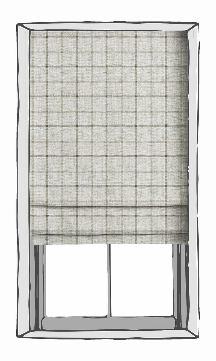 Checked Drapes (Ivory/ Sand Beige) Extra Long Short Wide