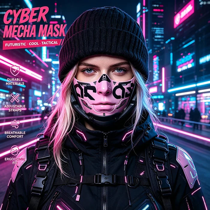 Cyberpunk Mecha Half Face Mask | Tactical Cosplay for Halloween & Raves