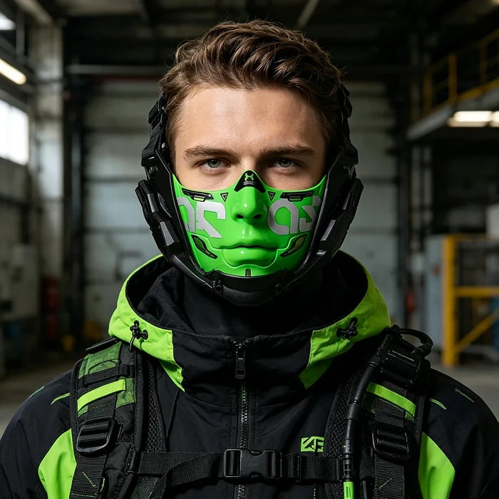 Cyberpunk Mecha Half Face Mask | Tactical Cosplay for Halloween & Raves