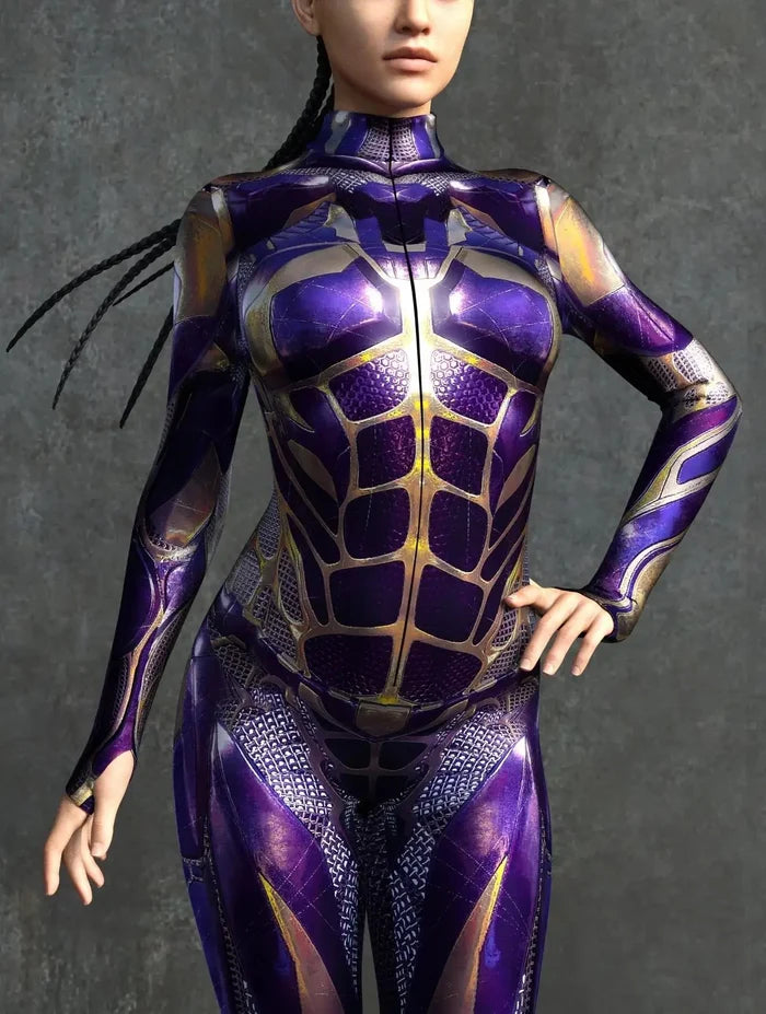 Cyberpunk Mechanical Zipper 3D Print Zentai Catsuit | Halloween Cosplay Bodysuit