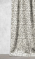 Script Print Home Décor Fabric By the Metre (Black/ Milky White)