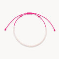 dainty pink pearl anklet - pink cord on white background