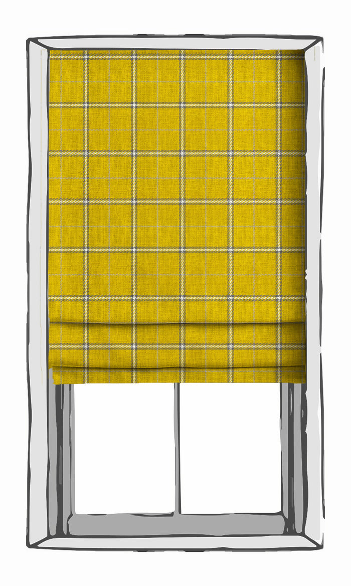 Check Patterned Curtain Panels for Living, Bedroom, Kitchen, Bathroom (Yellow)