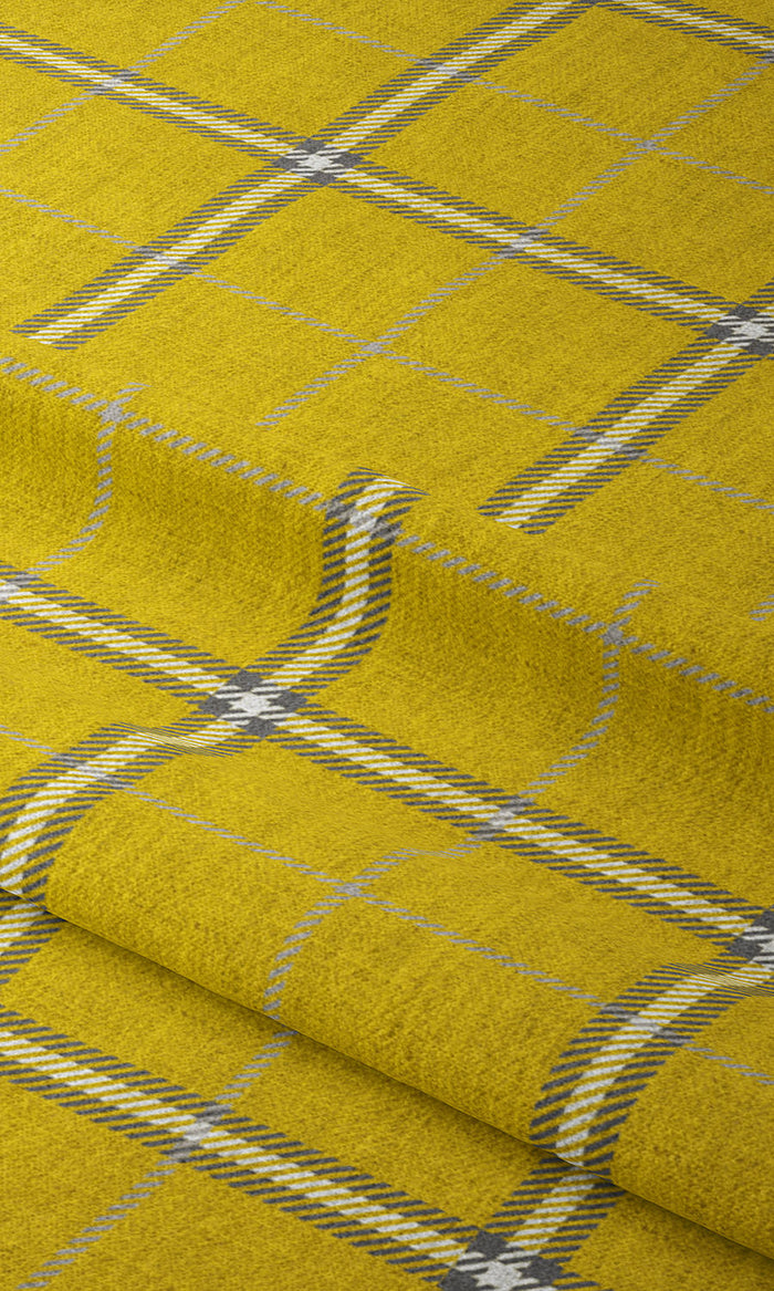 Check Patterned Pinch Pleat, Rod Pocket, Eyelet Curtains (Yellow)