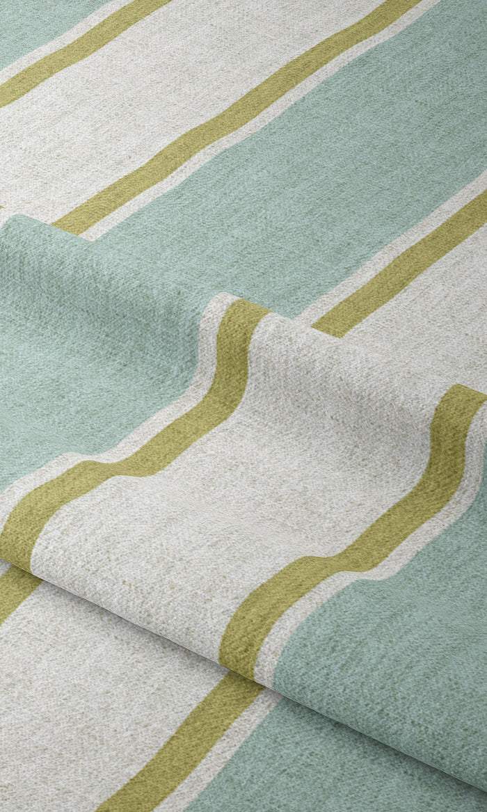 Striped Pinch Pleat, Rod Pocket, Eyelet Curtains (Turquoise Blue/ Green)