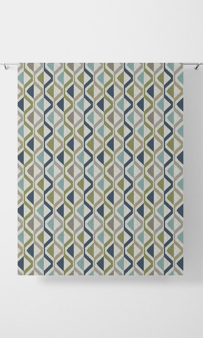 Chevron Striped Home Décor Fabric By the Metre (Blue/ Green/ Grey)