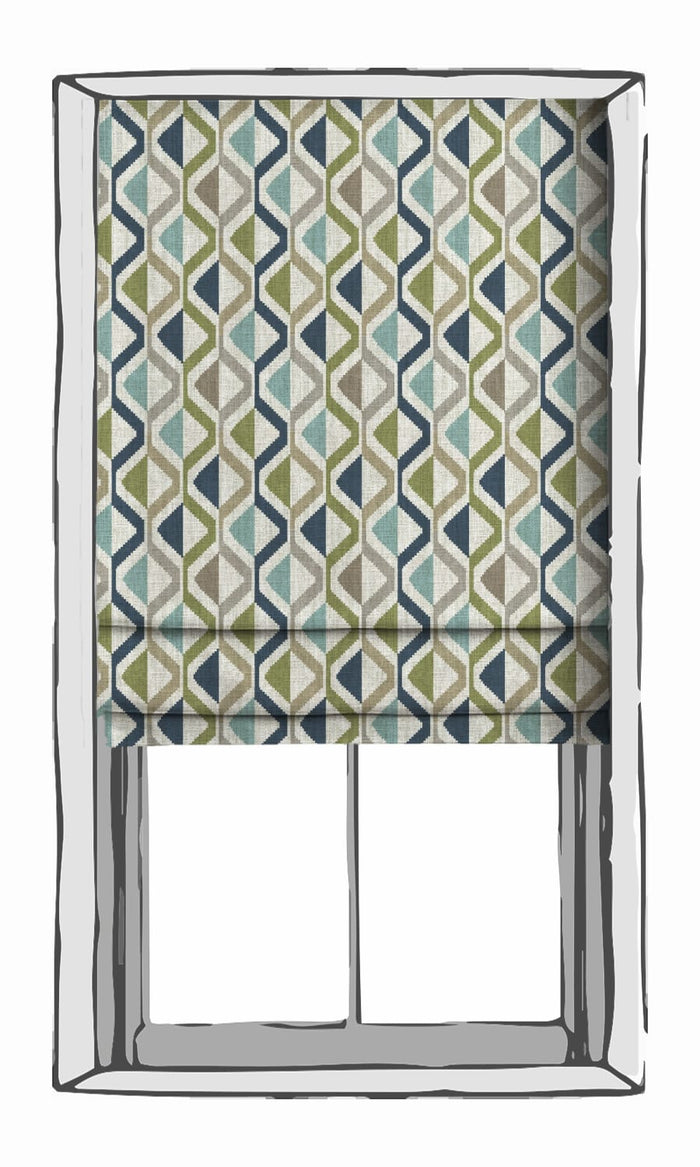 Chevron Striped Home Textile Fabric Material By the Metre (Blue/ Green/ Grey)