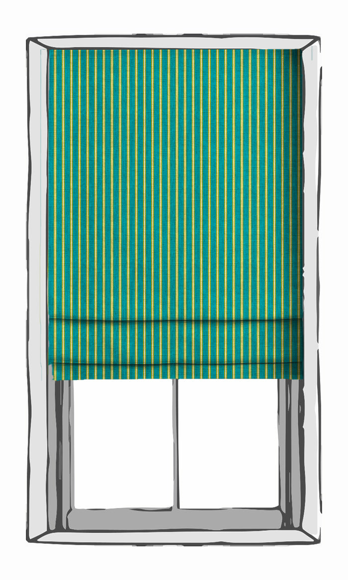 Striped Print Window Treatments Fabric By the Metre (Blue/ Green)
