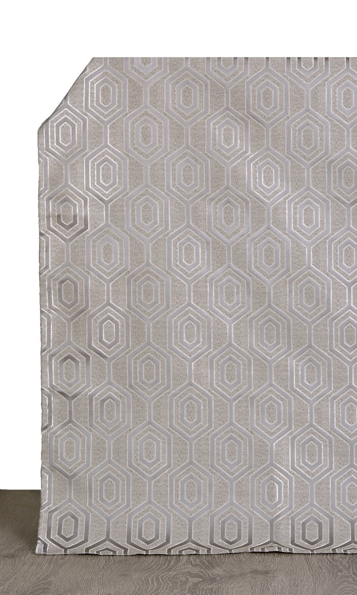 Jacquard Honeycomb Patterned  Pinch Pleat, Rod Pocket, Eyelet Curtains (Grey)