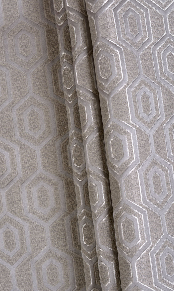 Jacquard Honeycomb Patterned  Curtains (Grey) Extra Long Short Wide