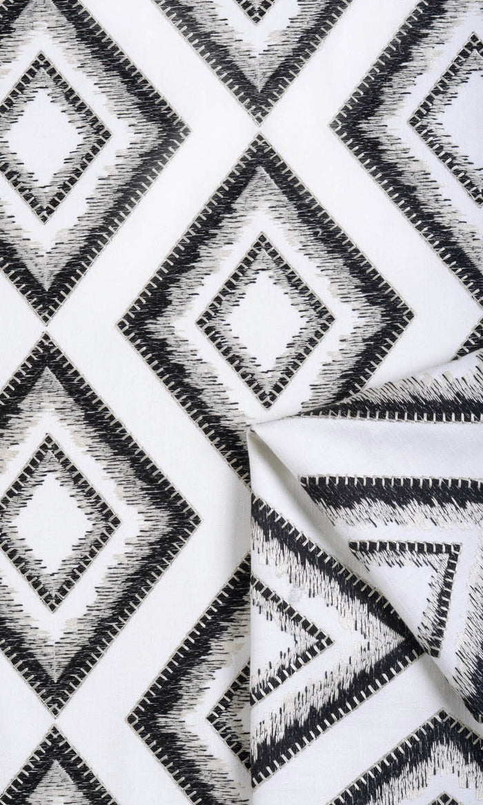 Geometric Patterned Drapes (White/ Black) Extra Long Short Wide