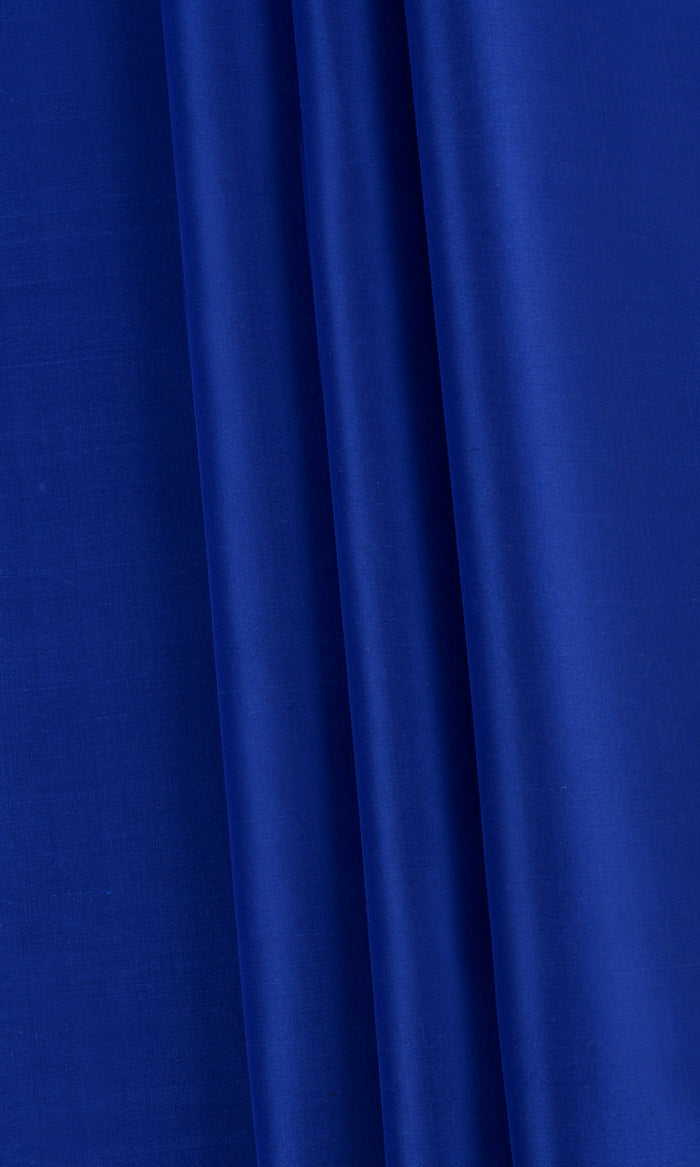 Shantung Silk Fabric By the Metre for Curtains & Drapes (Sapphire Blue)