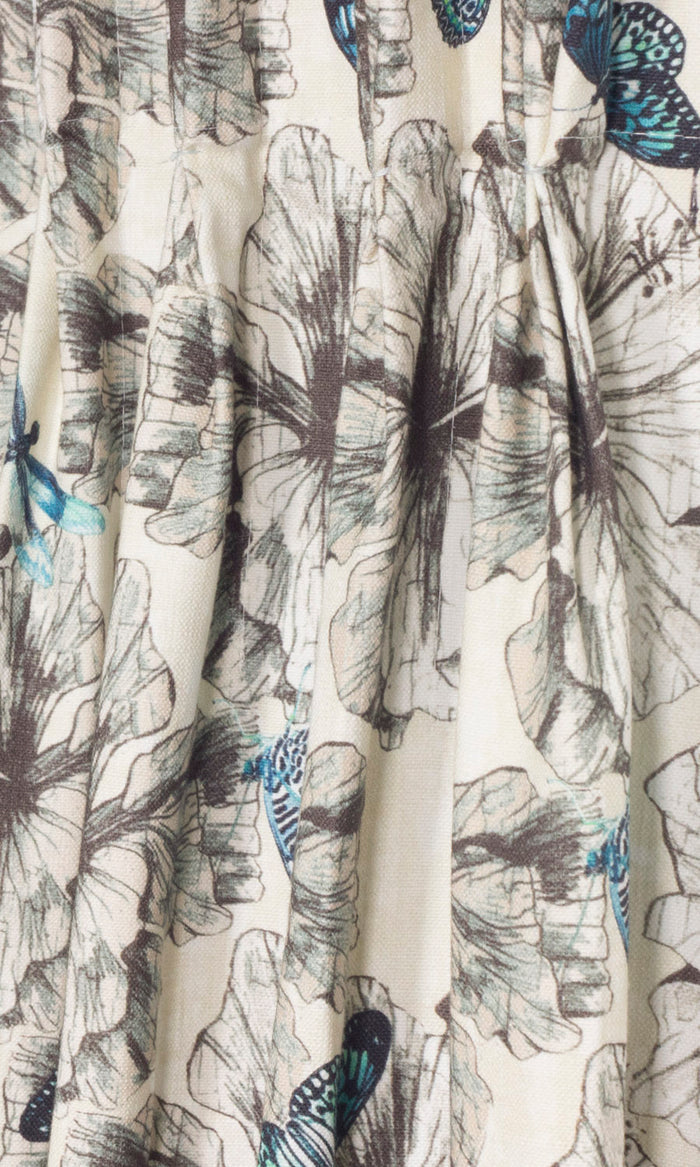 Butterfly Print Cotton Curtains for Living, Bedroom, Kitchen, Bathroom (Blue)