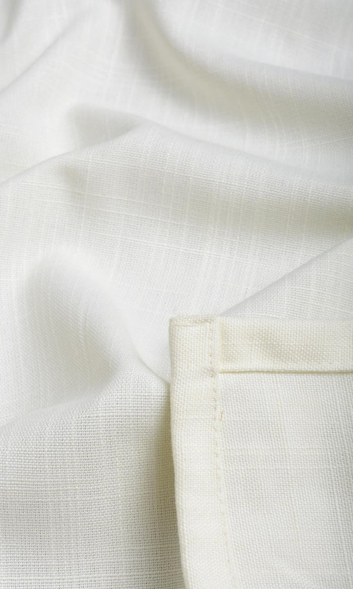 Plain Linen Texture Any Size Style Curtains (White)