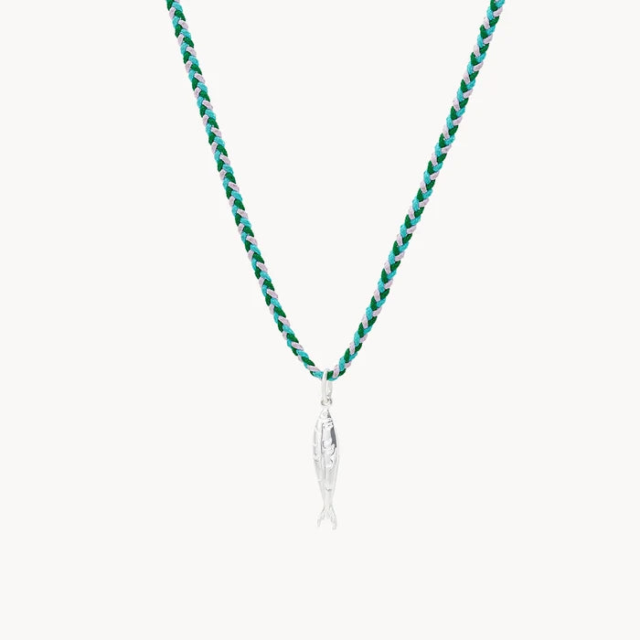 daydream memory braided cord necklace  - sterling silver, braided cord