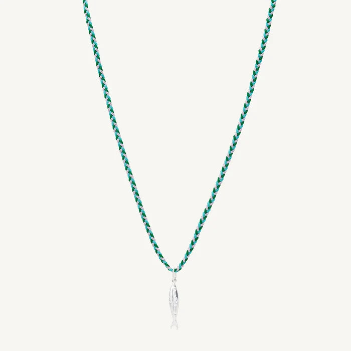 daydream memory braided cord necklace  - sterling silver, braided cord