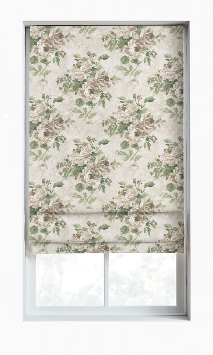 Dimout Floral Drapery for Living, Bedroom, Kitchen, Bathroom (Green/ Grey)