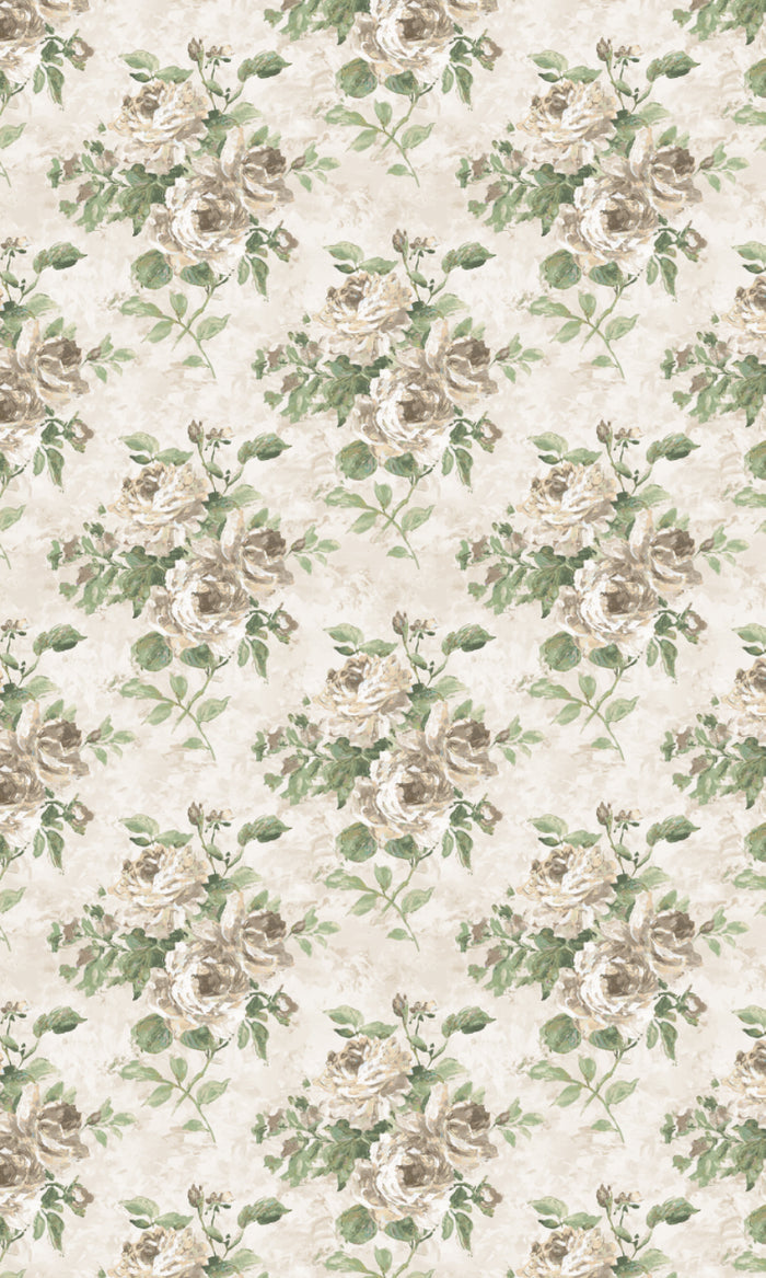 Dimout Floral Pinch Pleat, Rod Pocket, Eyelet Curtains (Green/ Grey)