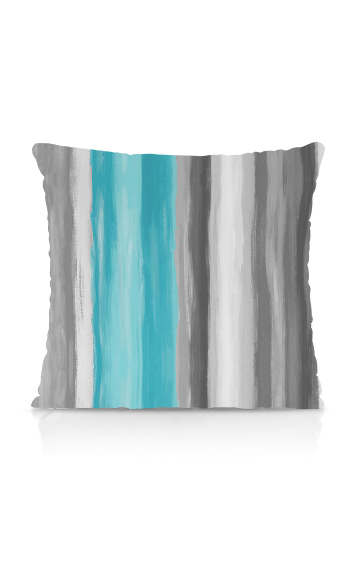 Dimout Striped Drapery (Grey/ Turquoise Blue) Extra Long Short Wide