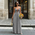 Deep V-Neck Striped Resort Dress