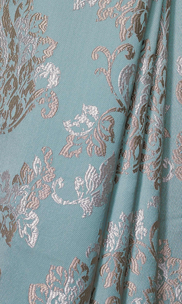 Fleur De Lis Patterned Curtains for Living, Bedroom, Kitchen, Bathroom (Blue)