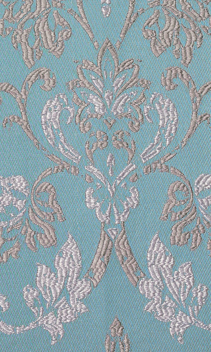 Fleur De Lis Patterned Pinch Pleat, Rod Pocket, Eyelet Curtains (Blue)