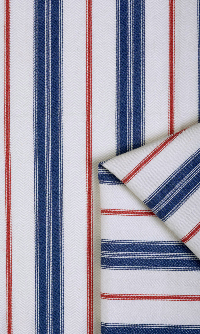 Cotton Pinch Pleat, Rod Pocket, Eyelet Curtains (Red/ Blue)