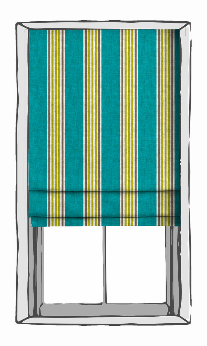 Modern Striped Curtains for Living, Bedroom, Kitchen, Bathroom (Blue/ Green)