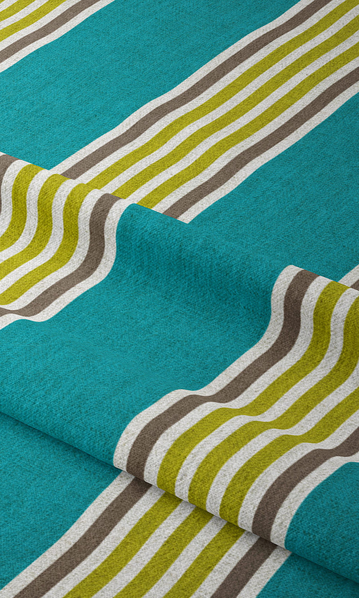 Modern Striped Pinch Pleat, Rod Pocket, Eyelet Curtains (Blue/ Green)
