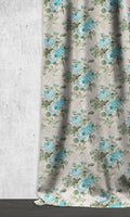 Floral Dimout Drapes (Blue/ White/ Green)
