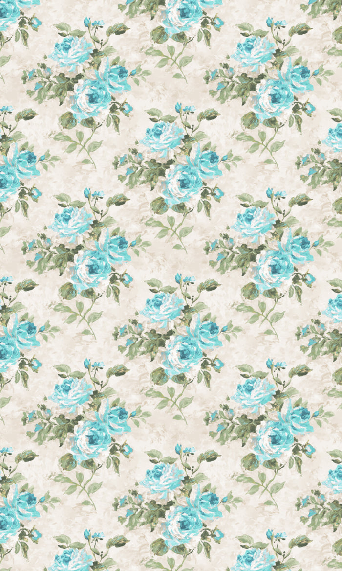 Floral Dimout Pinch Pleat, Rod Pocket, Eyelet Curtains (Blue/ White/ Green)