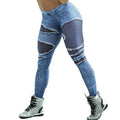 Denim-Print High-Waist Seamless Leggings | Compressive Yoga Pant