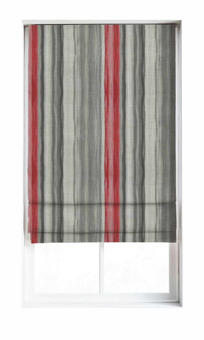 Modern Striped Home Décor Fabric By the Metre (Grey/ Red)