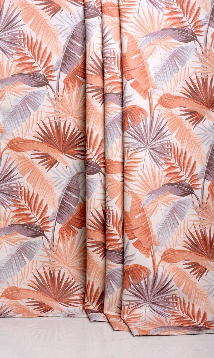 Botanical Floral Window Treatments Fabric By the Metre (Burnt Orange)