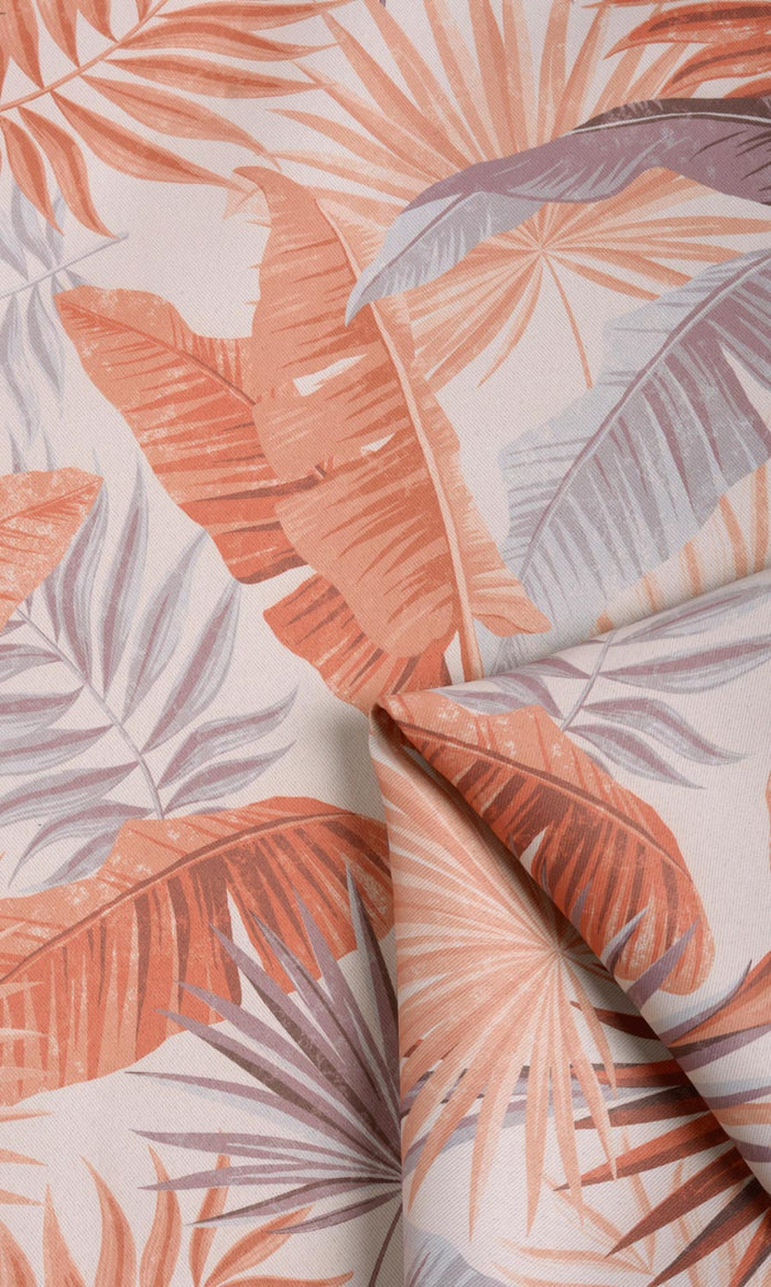 Botanical Floral Fabric Material By the Metre (Burnt Orange)