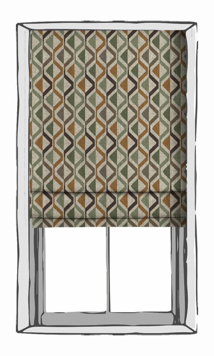 Geometric Print Home Textile Fabric Material By the Metre (Green/ Orange/ Gray)
