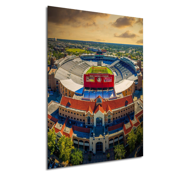 Florida State stadium wall art, Doak Campbell sunset print, FSU Seminoles aerial photo, Fear the Spear fine art, Unconquered stadium decor, Tallahassee sports photography, college football home print, Seminole legacy canvas, Florida State aerial stadium, FSU campus wall decor