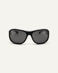 Face shot of Bonnie Clyde Dog sunglasses in black with black lenses.