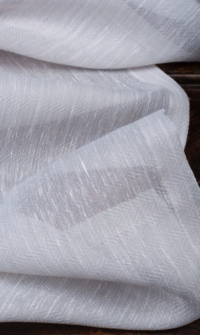 Textured Sheer Window Treatments Fabric By the Metre (Fog Gray/ White)