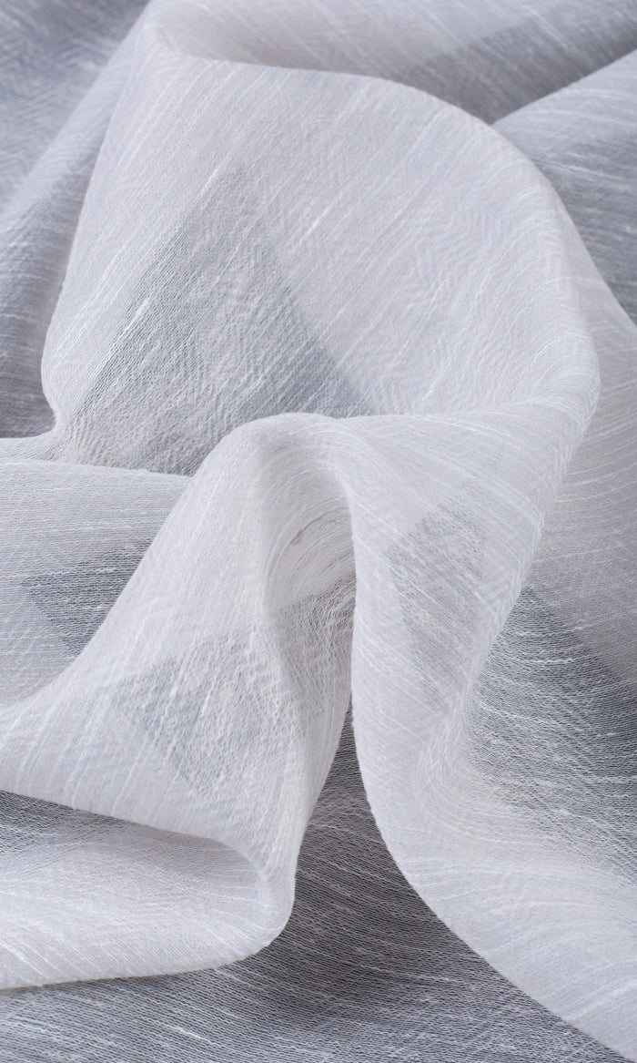 Textured Sheer Fabric By the Metre for Curtains & Drapes (Fog Gray/ White)