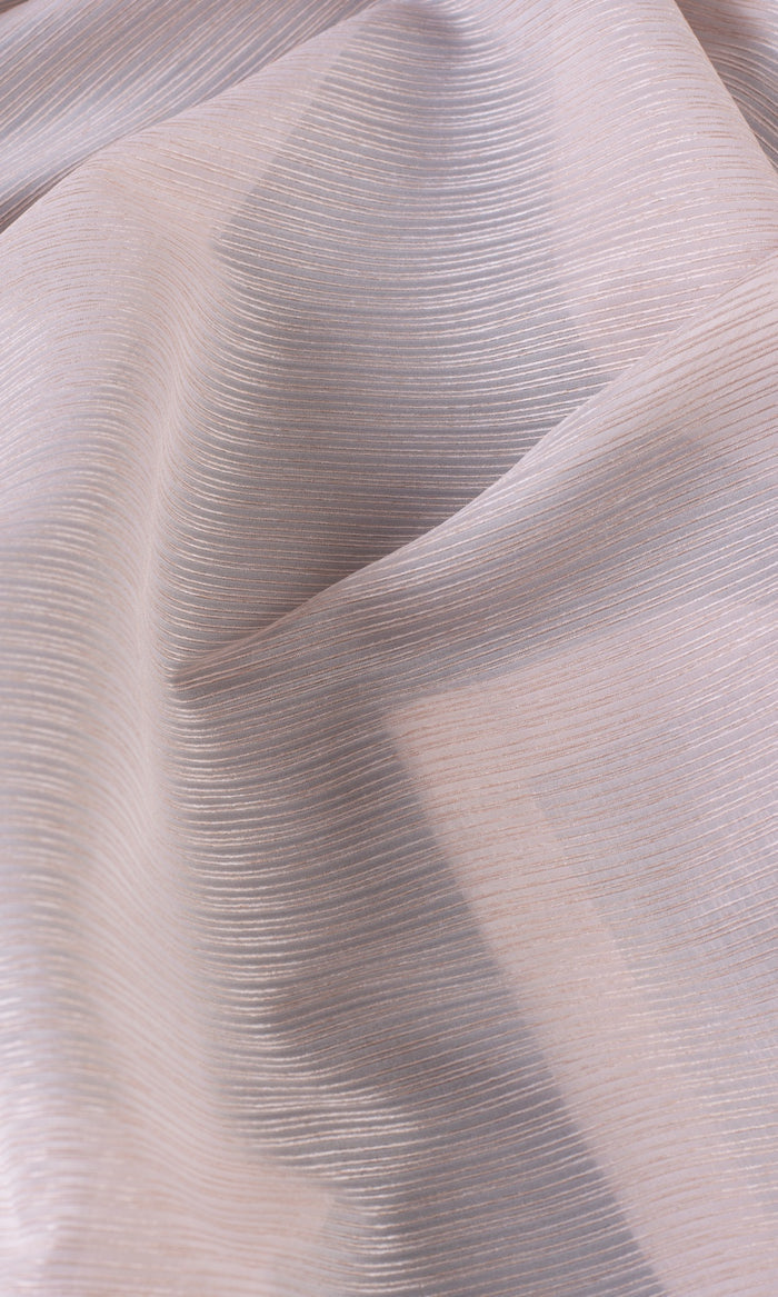 Striped Sheer Fabric By the Metre for Curtains & Drapes (Pastel Pink)