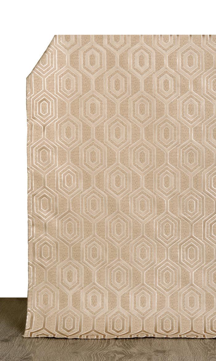 Jacquard Honeycomb Patterned Drapes for Living, Bedroom, Kitchen, Bathroom (Beige)