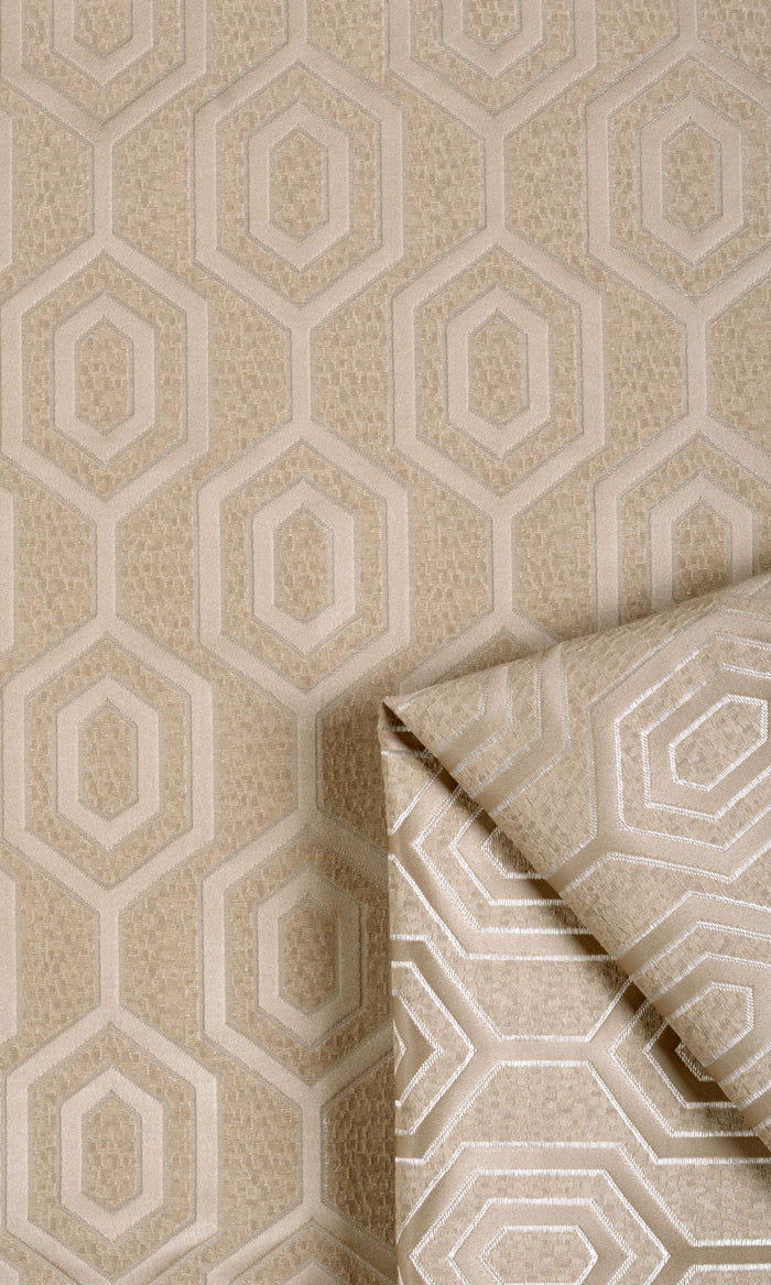 Jacquard Honeycomb Patterned Curtains / Drapes / Window Drapery Panels (Beige)