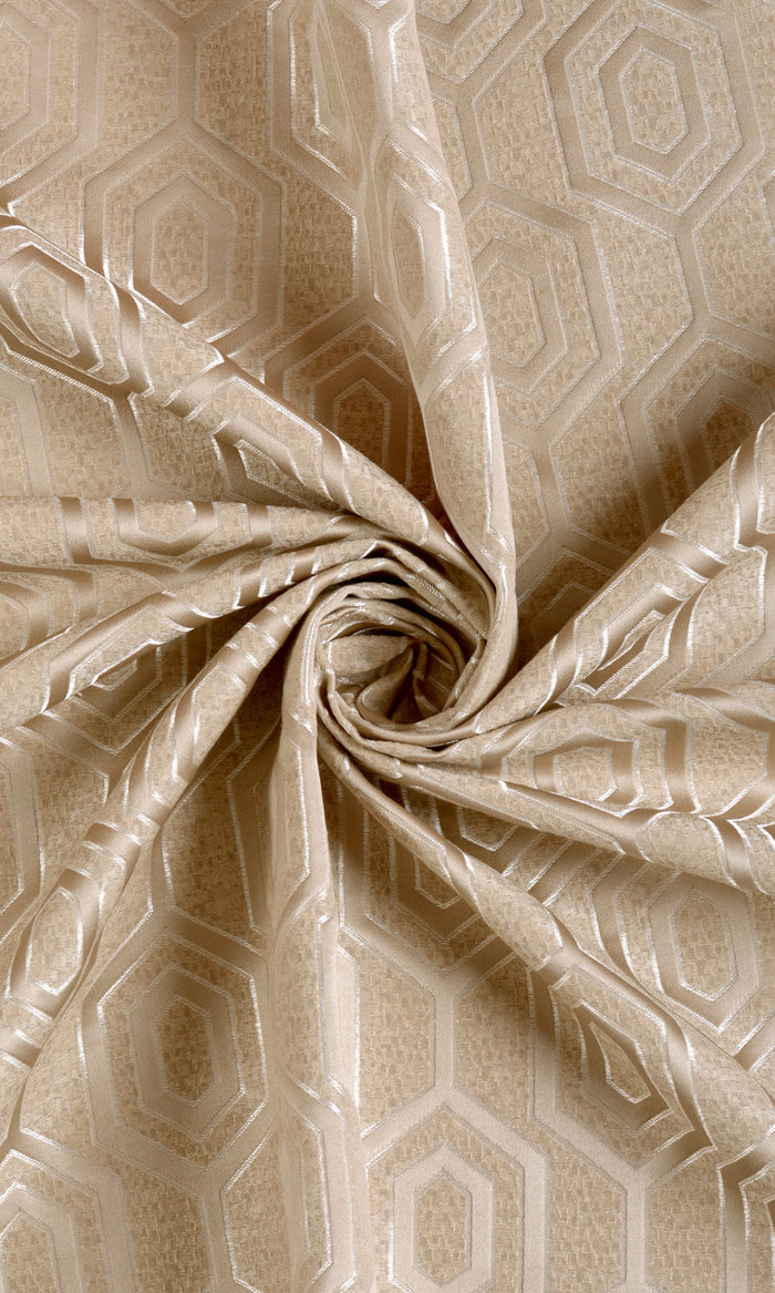Jacquard Honeycomb Patterned Made-to-Measure Curtains (Beige)