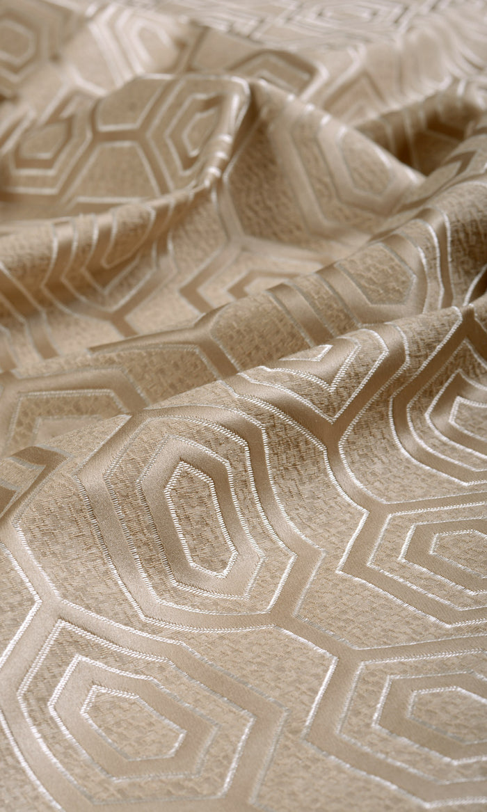 Jacquard Honeycomb Patterned Any Size Style Curtains (Beige)